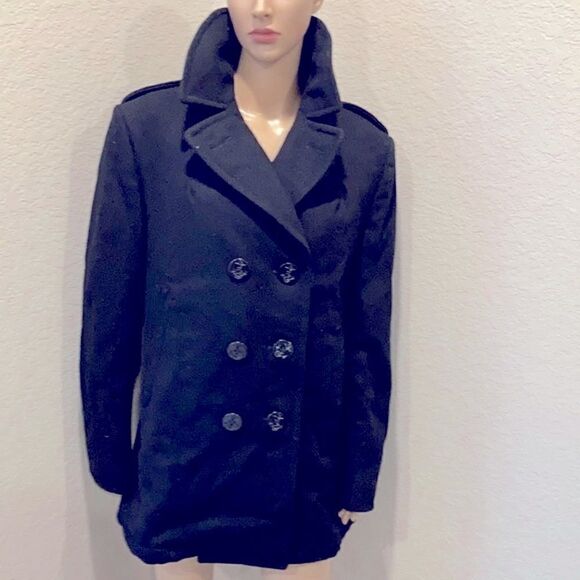 Vtg authentic DSCP USN issued authentic quarter deck women wool black pea coat - Picture 1 of 8